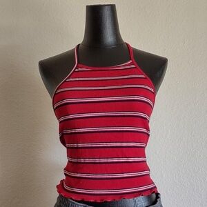 Full Tilt Red and White Striped Tank Top